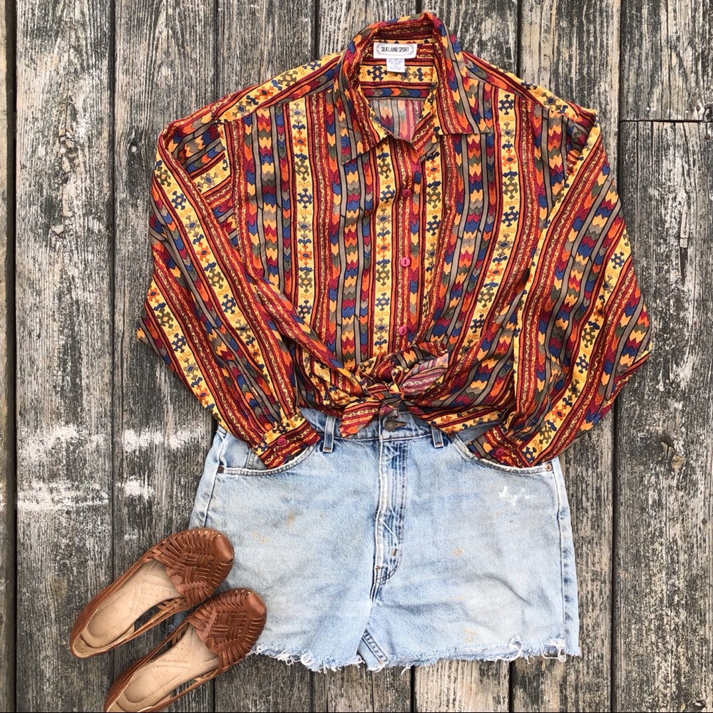 Vintage Geometric Button-Down